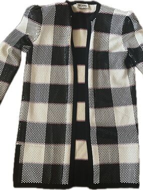 St. John Striped Knit Sweater in Black, Cream & Pink